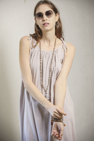 REJANE ROSENBERGER DESIGN Wooden Mala "Dia - Lotus" dyed ice - blue