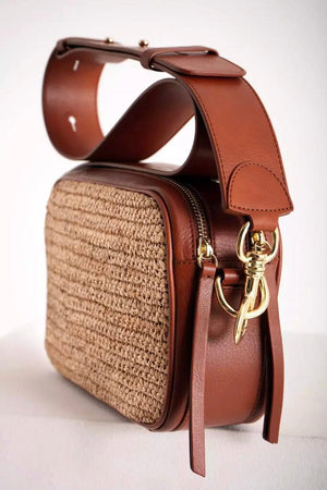 IBELIV "ALEFA" Raffia/Leather Bag