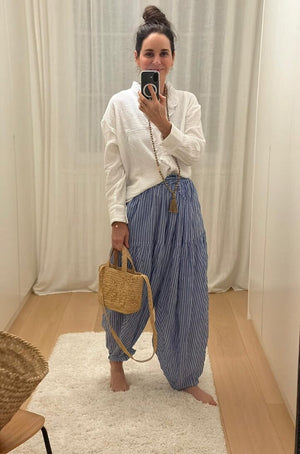 CLARAMONTE cotton kaftan "ALI" blue stripe