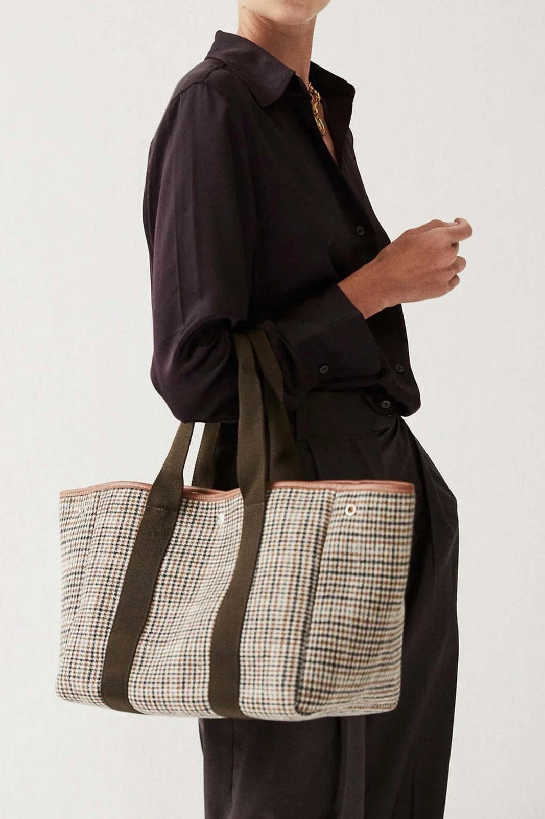 Flanneltasche "Traversée" medium camel check