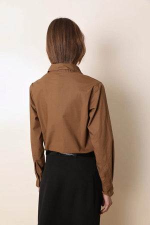 LAURENCE BRAS Baumwollbluse "CHIARA" brown cinnamon