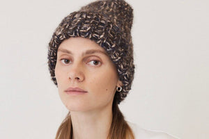MAIAMI Alpaca Handstrick Mütze brown mélange