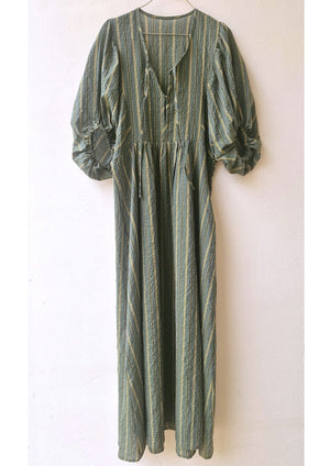 CLARAMONTE Baumwollkleid  "MATY" uni grün