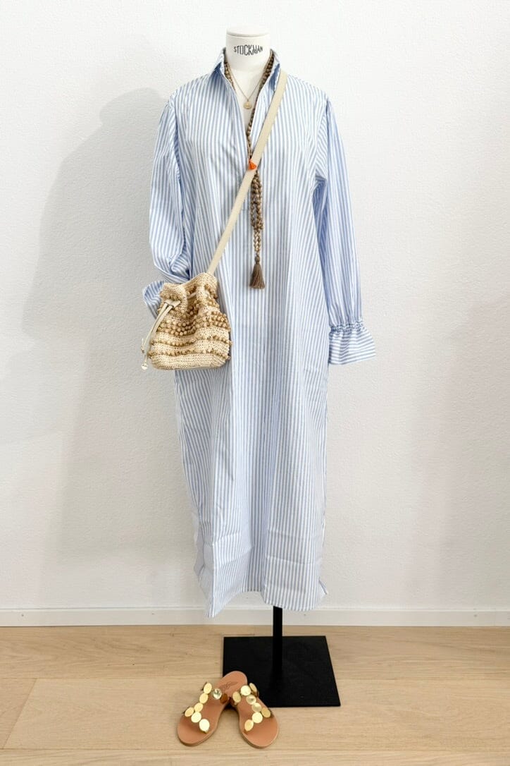 OWL Marrakech Long Shirtkleid "Reiki" langarm blue stripe