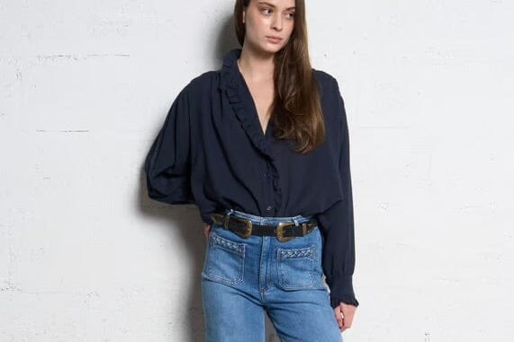 MAISON HOTEL Viscosebluse "CELESTE" nocturne blue