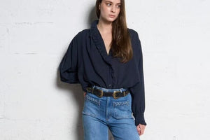 MAISON HOTEL Viscosebluse "CELESTE" nocturne blue