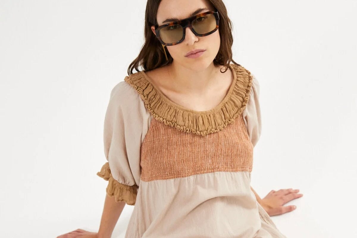 RABENS SALONER  Baumwollkleid "DOROTHEA" caramel