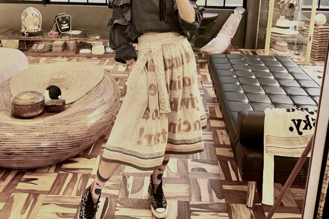 KARIEN BELLE Midi Skirt "POETRY" creme/rose