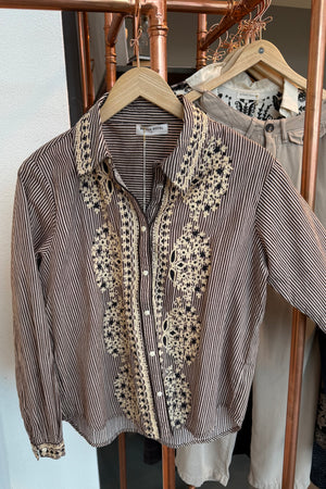 MAISON HOTEL Baumwollbluse "COHIBA" tabbaco stripe