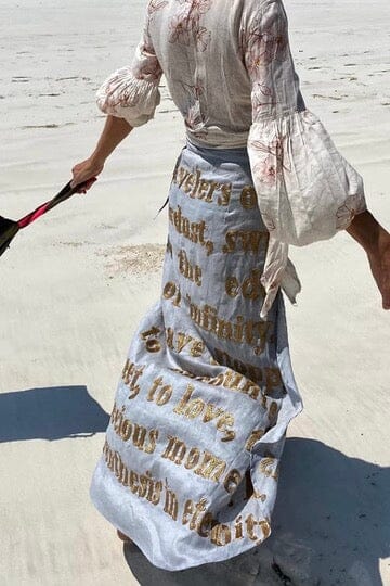 KARIEN BELLE Pareo Skirt "POETRY" stripe blue (C)