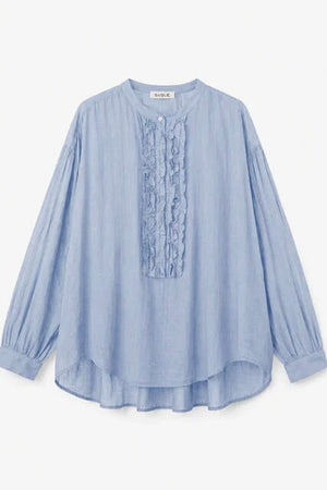 SOSUE Baumwollbluse Ruffle "Bruna" light blue
