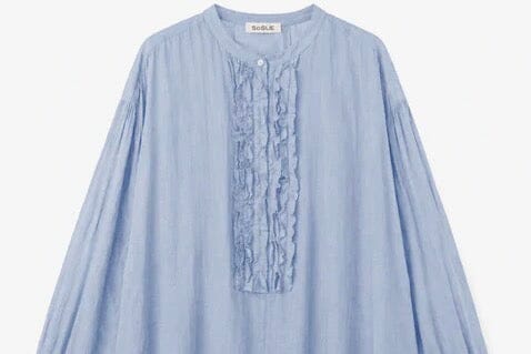 SOSUE Baumwollbluse Ruffle "Bruna" light blue
