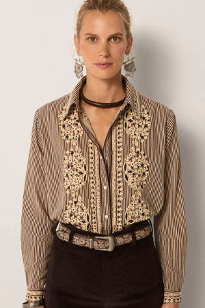 MAISON HOTEL Baumwollbluse "COHIBA" tabbaco stripe
