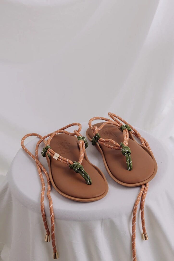 FLOWZE Ledersandalen "FLO-TWIN" terracotta/militar