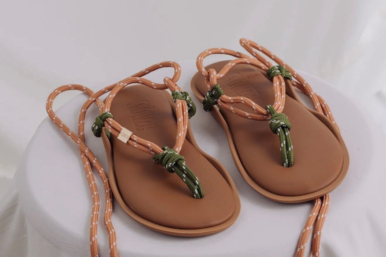 FLOWZE Ledersandalen "FLO-TWIN" terracotta/militar