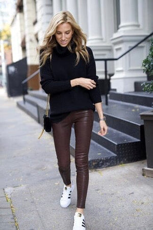 VIA MASINI Stretch - Lederleggings chocolat