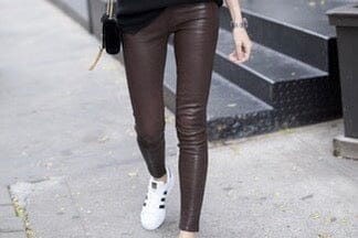 VIA MASINI Stretch - Lederleggings chocolat