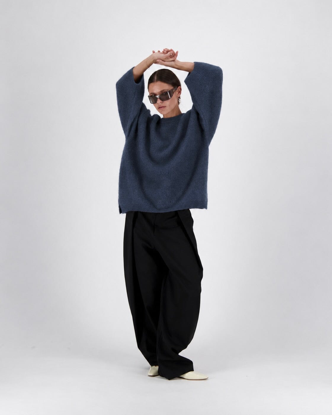 I LOVE MR MITTENS Chunky Wool "NAOMI" Sweater dark navy méliert