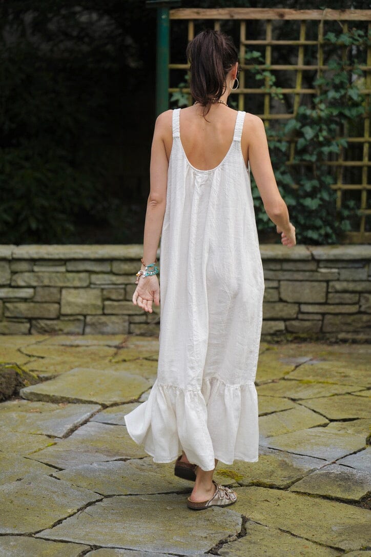 VELVET linen dress "Arale' off-white (C)