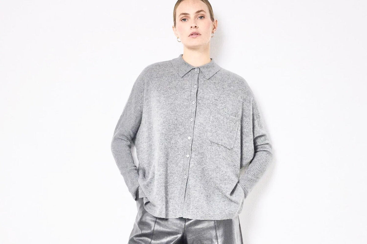 NOTSHY Cashmere Hemd "ANDREA" gris chiné claire