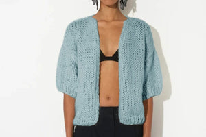 MAIAMI short sleeve cardigan "ALPACA" cinnamon