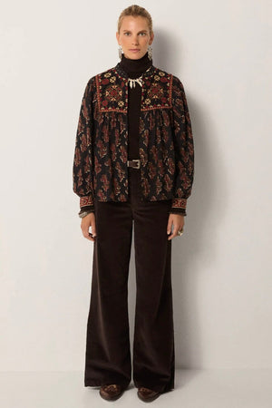 MAISON HOTEL Baumwollbluse "SCARLET" black coffee