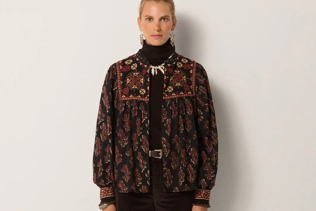 MAISON HOTEL Baumwollbluse "SCARLET" black coffee