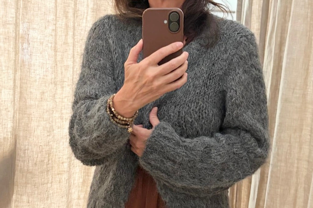 MAIAMI Shaggy Alpaca Fine Cardigan antra