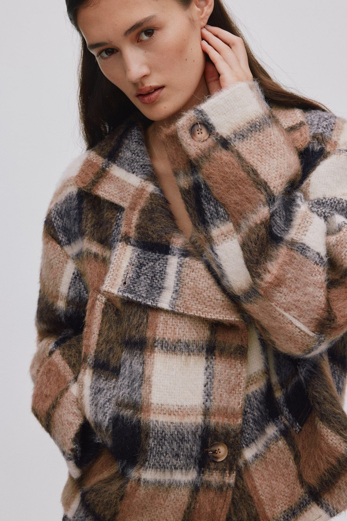 RABENS SALONER Woolmix Jacket "EHSAN" check brown