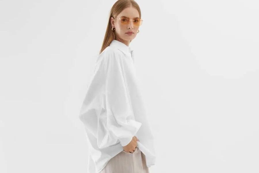 SOSUE Baumwollbluse "Antonia" slim weiss