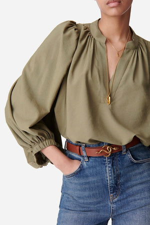 VANESSA BRUNO Baumwollbluse "BELL" oliv