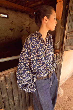 CLARAMONTE cotton blouse "Nina" patch black