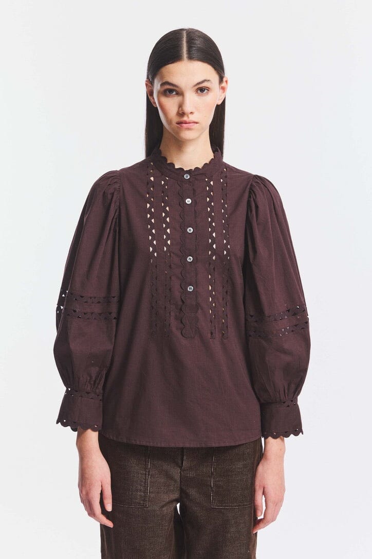 ANTIK BATIK Baumwollbluse "Romina" braun
