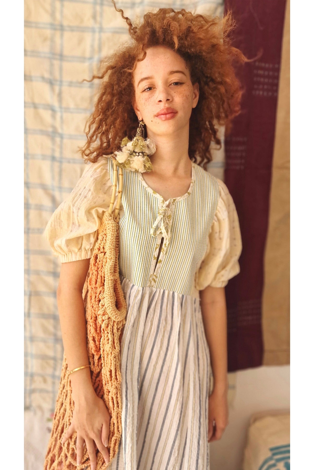 CLARAMONTE cotton kaftan "ALI" blue stripe