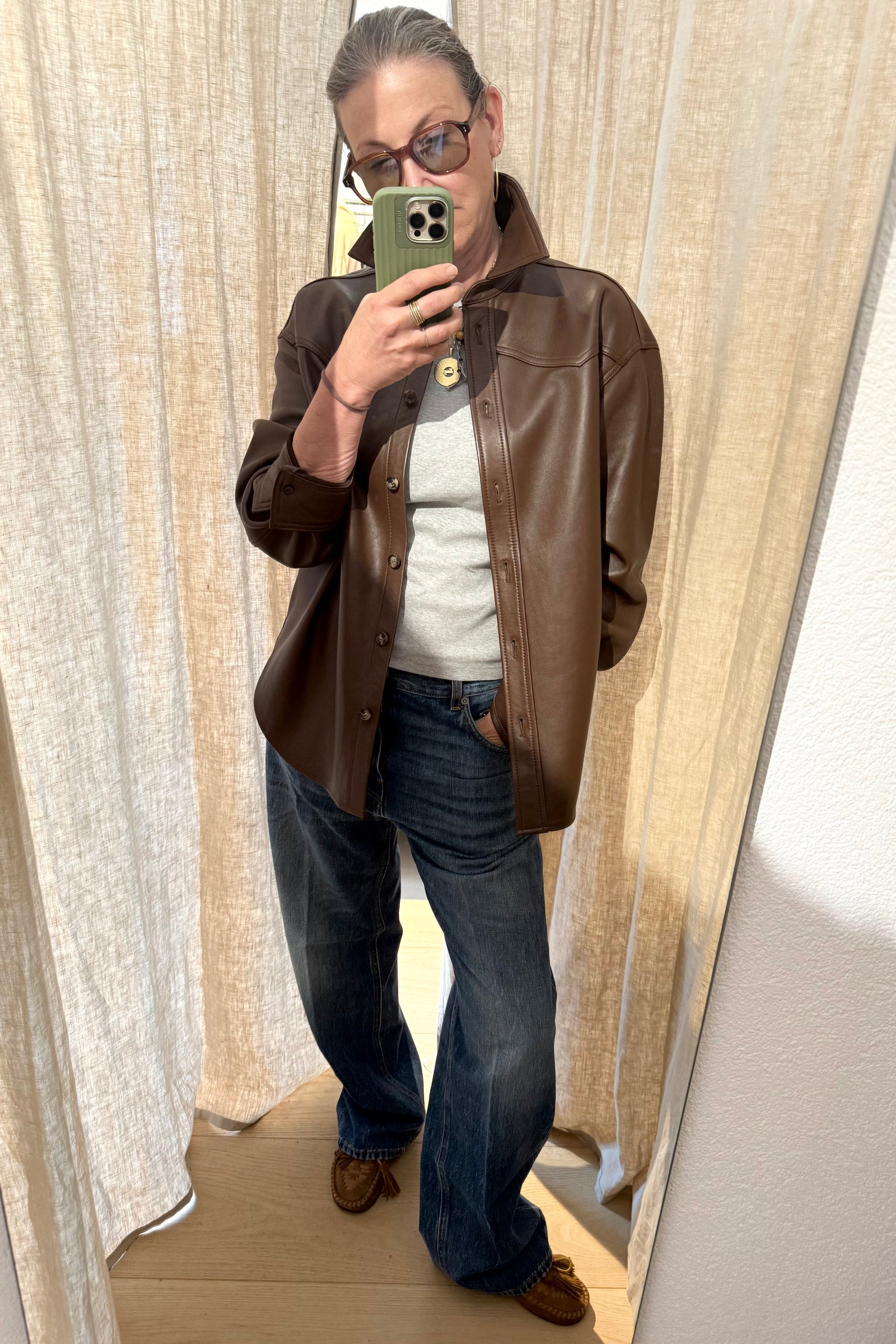 HAIKURE Lederhemd oder Jacke "BELTY" choco