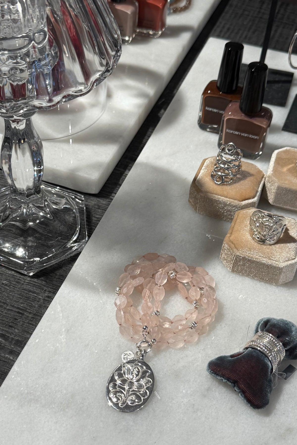 REJANE ROSENBERGER DESIGN Rosenquarzkette "Lotus" oval