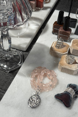 REJANE ROSENBERGER DESIGN Rosenquarzkette "Lotus" oval