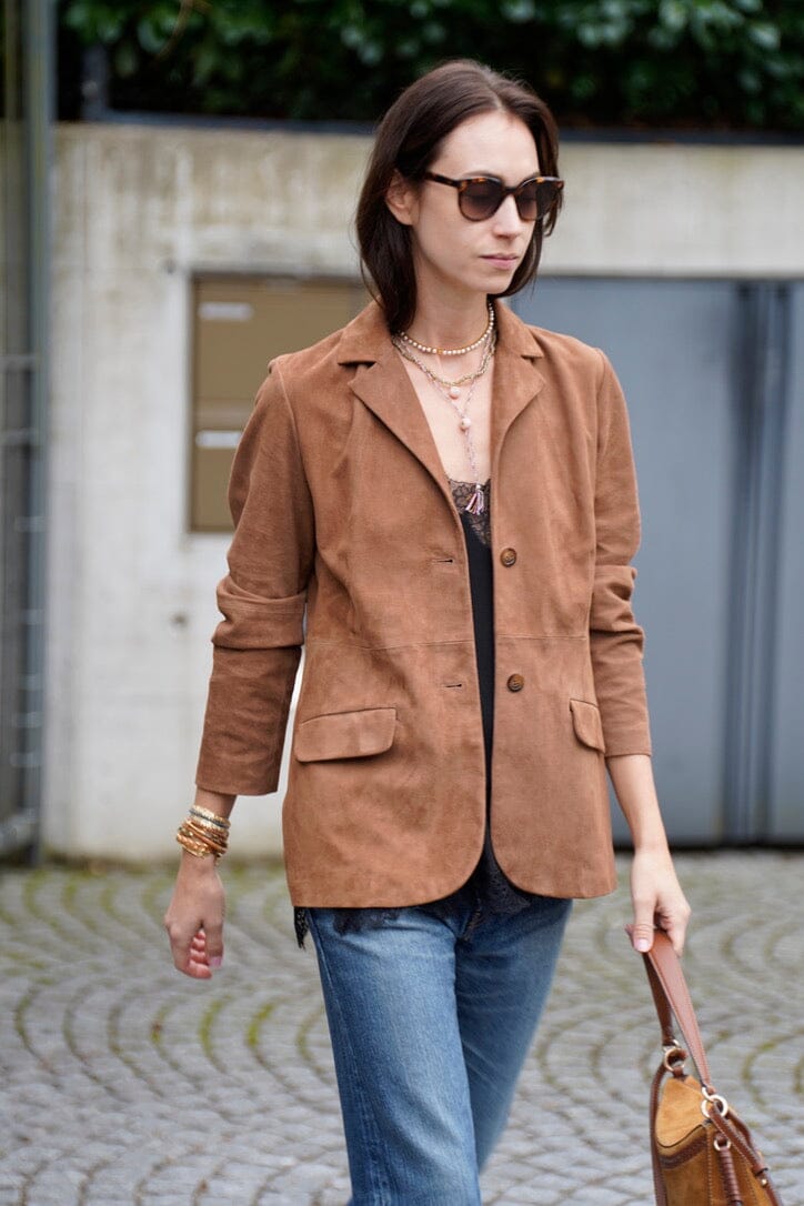 VIA MASINI Wildleder Blazer "TORINO" cuoio