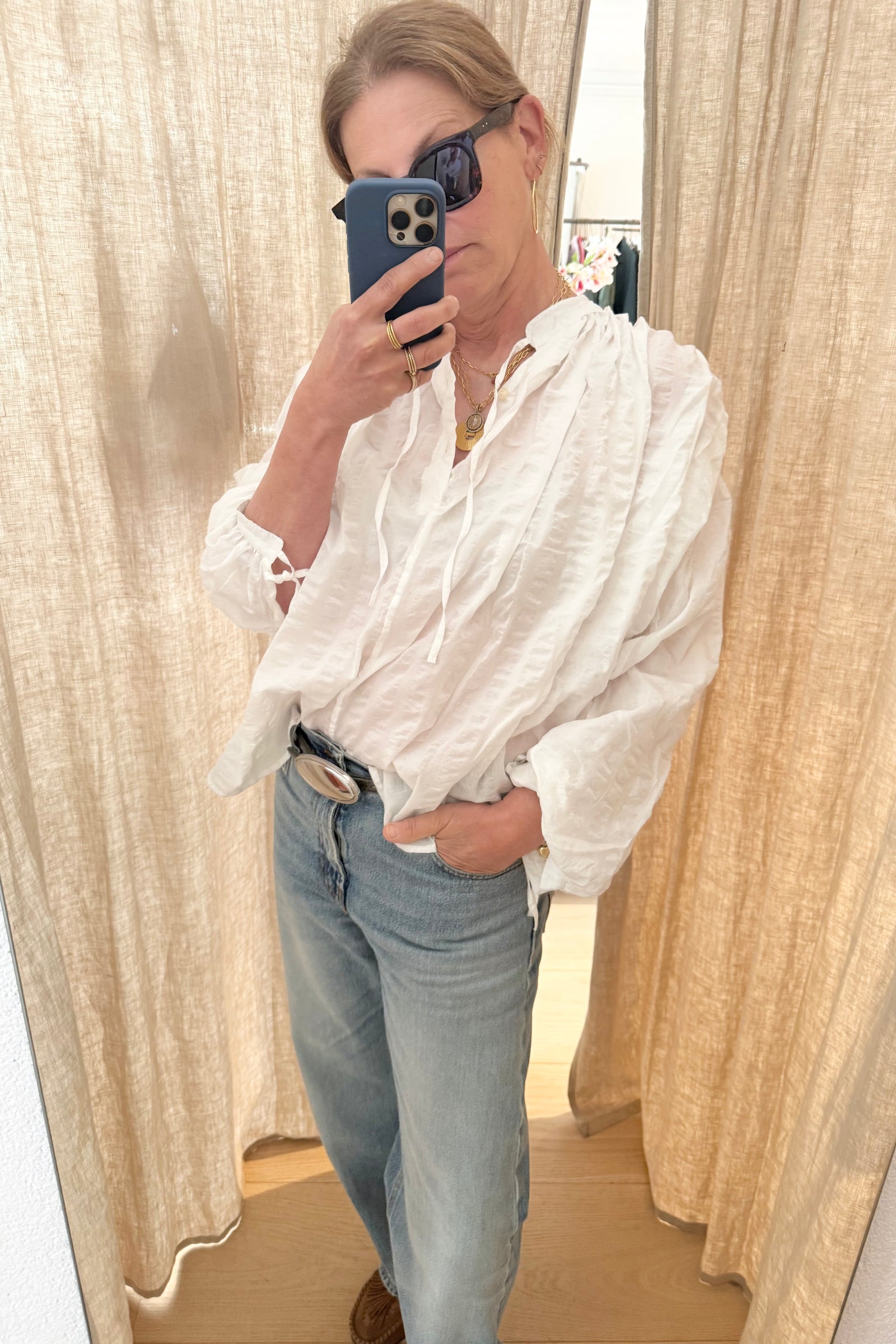 CLARAMONTE Baumwollbluse "NAILA" white