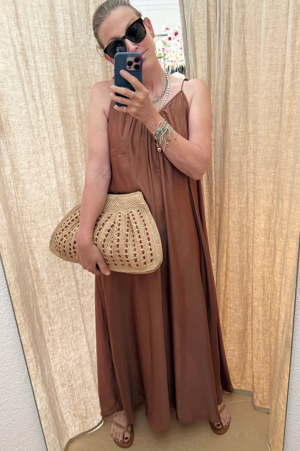 AYRE Trägerviscosekleid "LEXANE" mocca