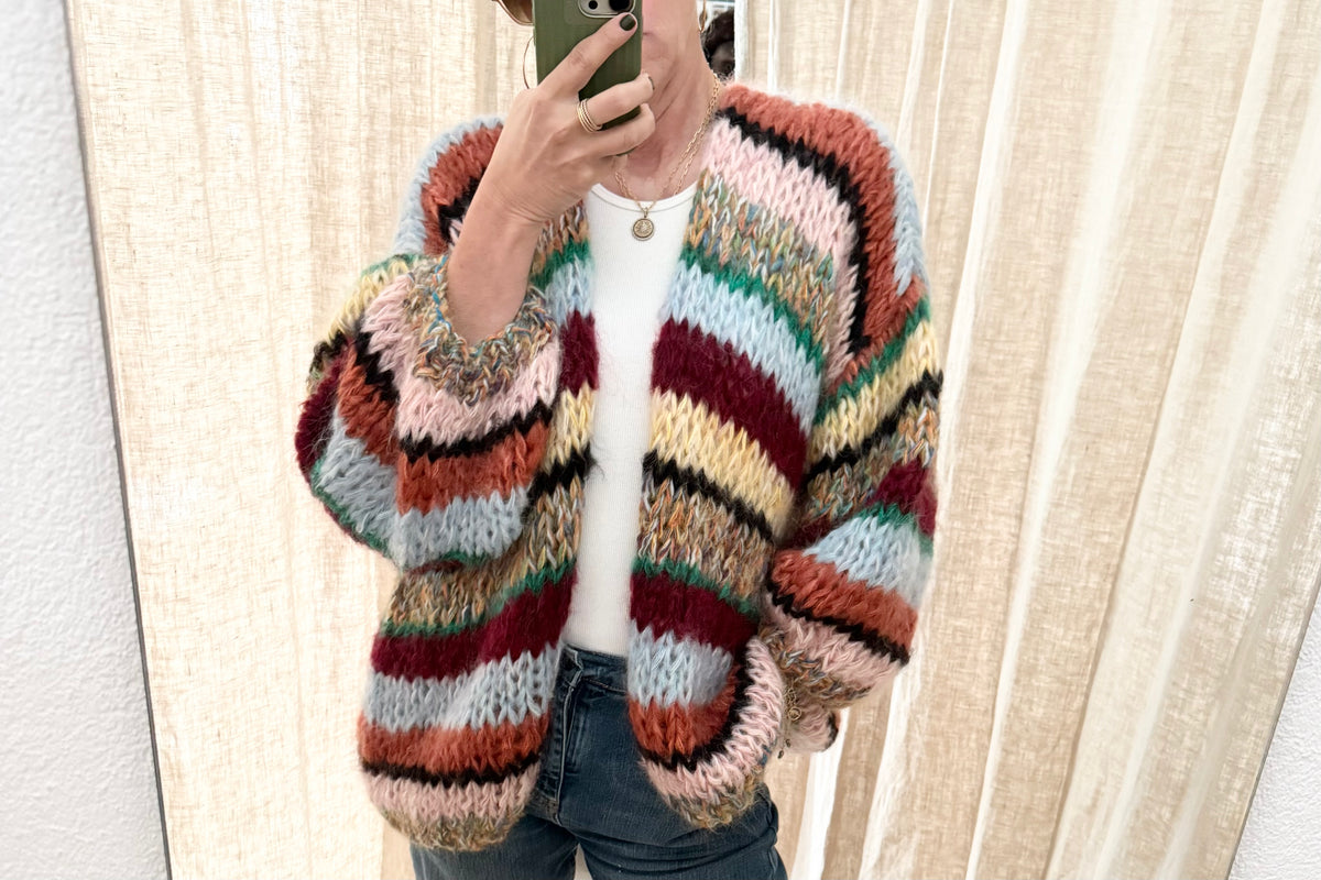 E WITH LOVE Handknit Jacke "MAYA" multi stripe