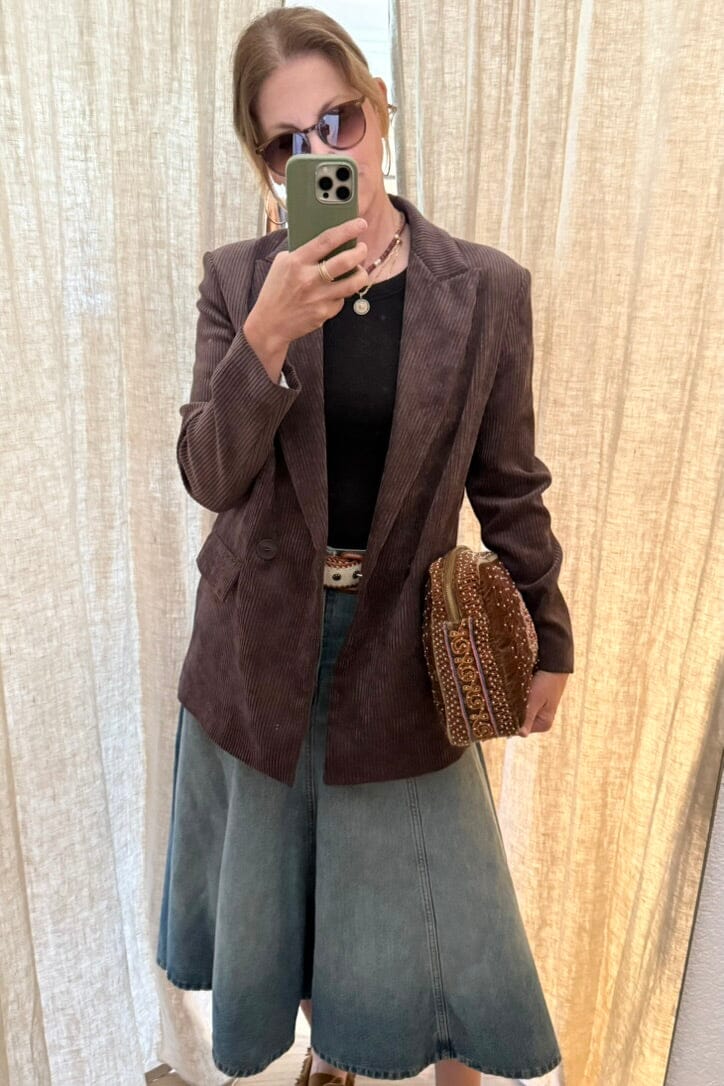 VIA MASINI Velour Cordjacke "MESA" chocolat