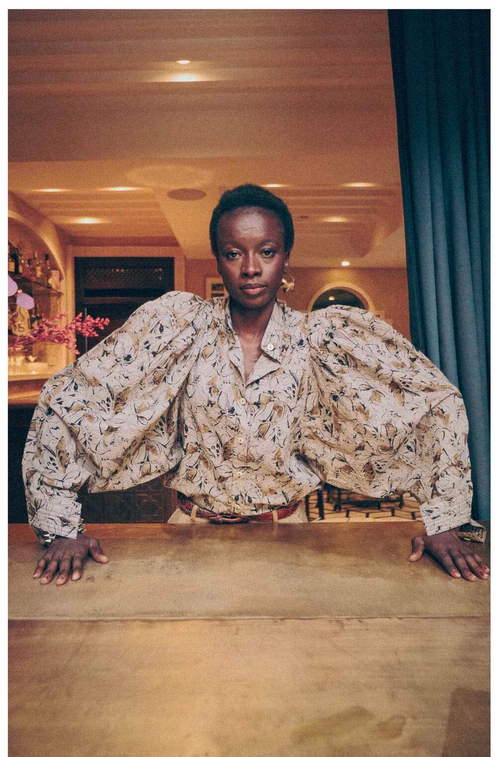 CLARAMONTE Baumwollbluse "Klaus" gris floral