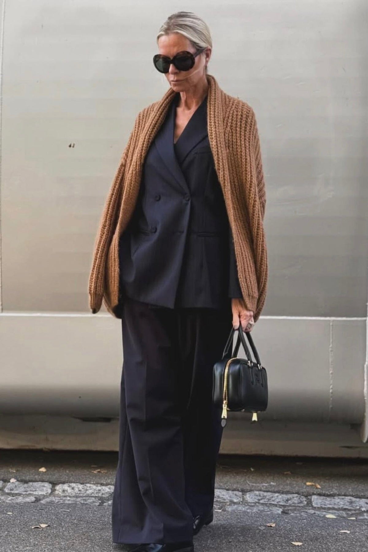 MAIAMI Shaggy Chunky Alpaca Shawl Cardigan fudge