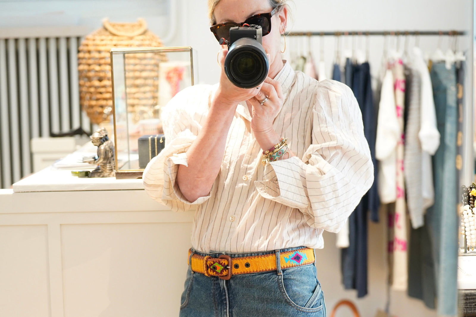 CLARAMONTE Baumwollbluse "Klaus" stripe sand