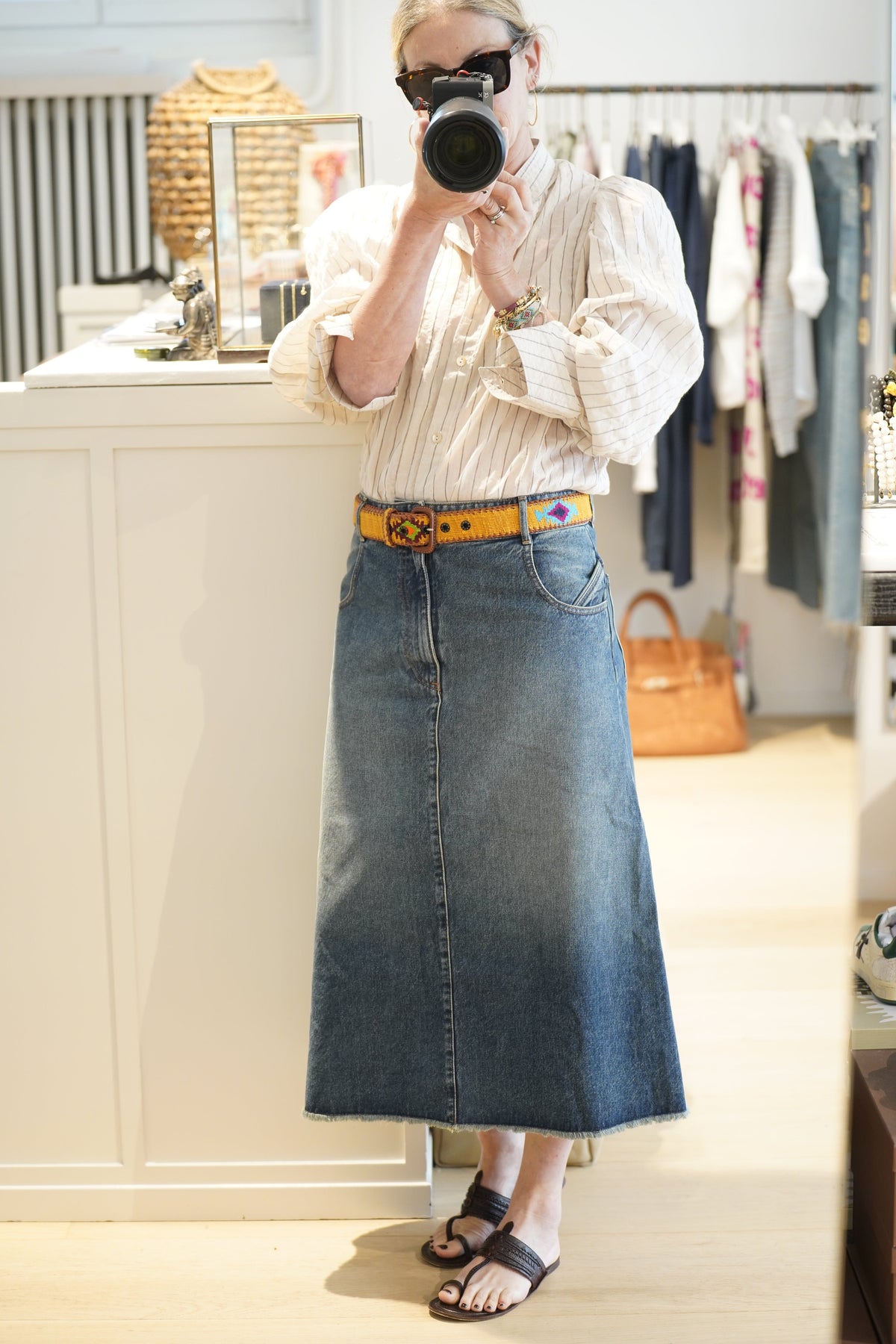 CLARAMONTE Baumwollbluse "Klaus" stripe sand