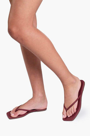 TKEES Leder Flip Flop "SQUARE" burgundy