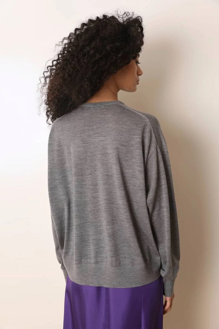 LAURENCE BRAS Feinstrick Sweater "SUNRISE" grey mélange
