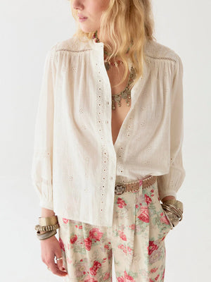 MAISON HOTEL Baumwollbluse "COLETTE" ivory