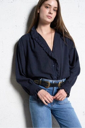 MAISON HOTEL Viscosebluse "CELESTE" nocturne blue